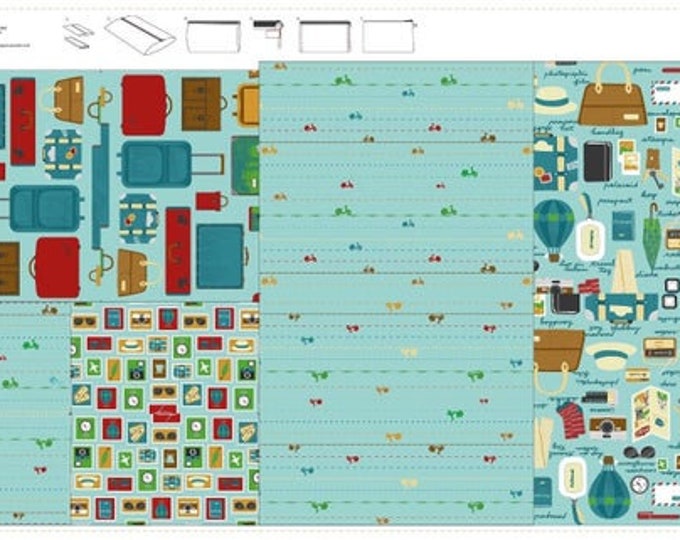 Slow Travel Pattern Panel for Bags Stof 100% Cotton Fabric by The Panel 23" (BQ17)
