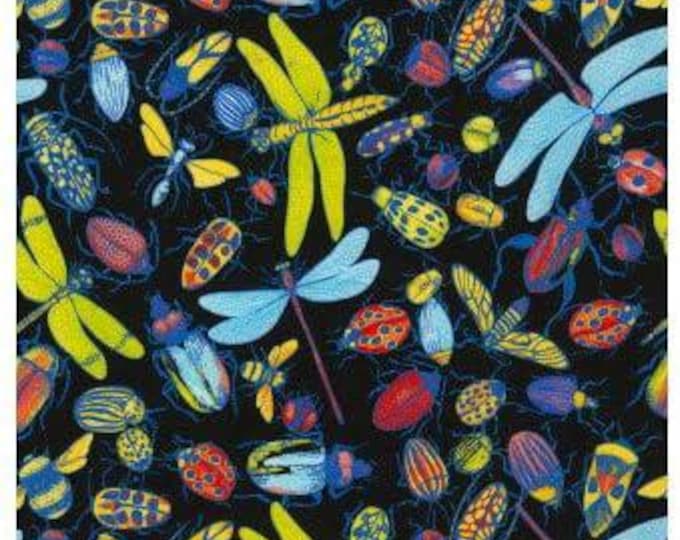 Timeless Treasures Ruth Insects Black Premium Quality 100% Cotton Fabric (TT477)