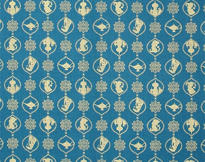 Camelot Fabrics Aladdin Silhouette Damask Metallic Teal Premium Quality 100% Cotton Fabric (CA653KK)