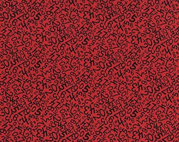 Fabri-Quilt Back to School Numbers Red Premium Quality 100% Cotton Fabric (FQ68)