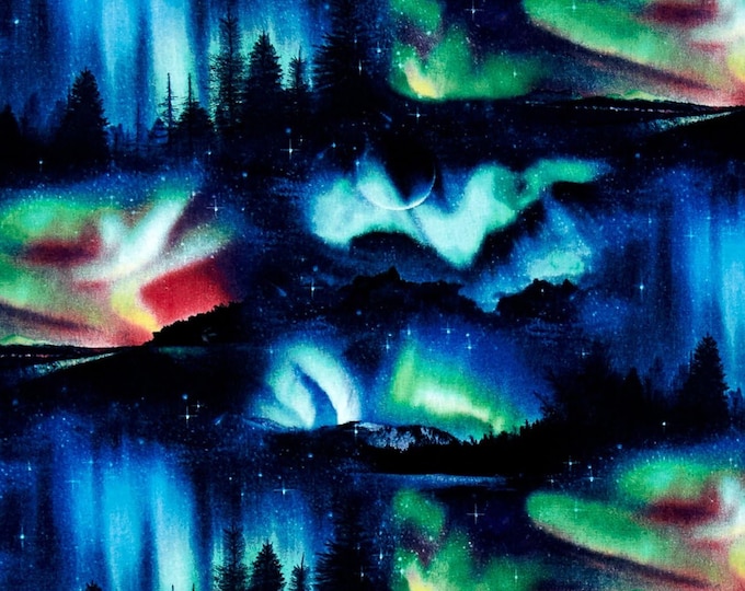 Elizabeth's Studio Landscape Medley Aurora Borealis Premium Quality 100% Cotton Fabric (ES276)