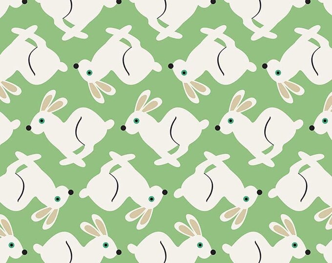 Timeless Treasures Fun Green Racing Rabbits Premium Quality 100% Cotton Fabric (TT125BB)