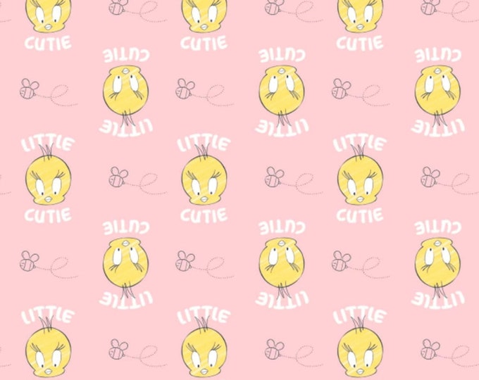 Camelot Fabrics Looney Tunes Littler Dreamer Tweety Editorial Pink Premium Quality 100% Cotton Fabric (CA73KK)