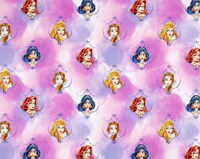 Springs Creative Disney Princess Jasmine Belle And Ariel Blue Premium Quality 100% Cotton Fabric (SC1396)