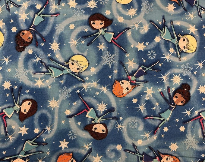 Timeless Treasures Kids Girls and Snowflakes Premium Quality 100% Cotton Fabric (TT887)
