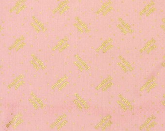 Camelot Fabrics Mary Poppins Logo Polka Dots Rose Metallic Premium Quality 100% Cotton Fabric (CA732KK)