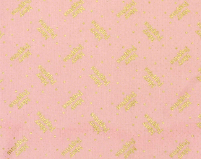 Camelot Fabrics Mary Poppins Logo Polka Dots Rose Metallic Premium Quality 100% Cotton Fabric (CA732KK)