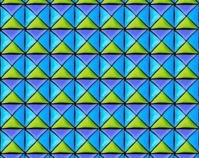 Quilting Treasures Xanadu Check Geometric Stripes Dk Blue Premium Quality 100% Cotton Fabric (QT701)
