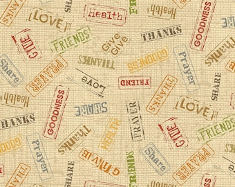Marcus Fabrics Songbook Harvest Reminders Beige Premium Quality 100% Cotton Fabric (M684KK)