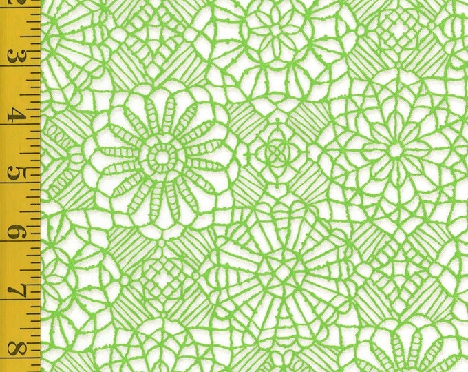 Quilting Treasures Amazing Lace - White/Spring Green Premium Quality 100% Cotton Fabric (QT995)