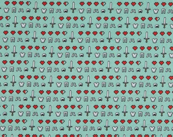 Springs Creative Mojang Minecraft Icons Teal Premium Quality 100% Cotton Fabric (SC1548KK)