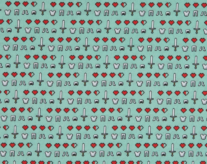 Springs Creative Mojang Minecraft Icons Teal Premium Quality 100% Cotton Fabric (SC1548KK)