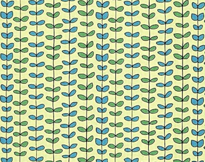 Quilting Treasures House On The Hill Leaf Stripe Pale Green, Navy/Peri Premium Quality 100% Cotton Fabric (QT1154KK)