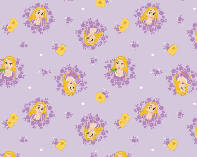 Camelot Fabrics Princess Rapunzel Wreaths in Light Purple Premium Quality 100% Cotton Fabric (CA1031)