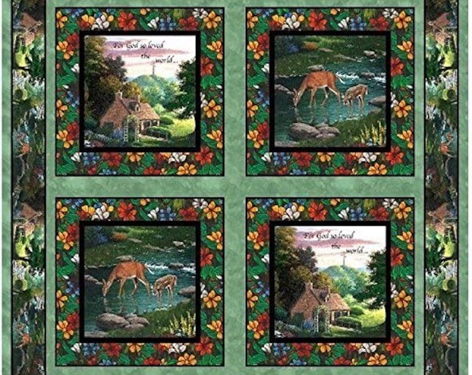 God so loved the World  panel 36"  Springs Creative 100% cotton 43" wide fabric Sold by the Panel (SC82)