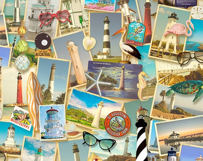 Springs Creative Southern Lighthouses Premium Quality 100% Cotton Fabric (SC1456KK)