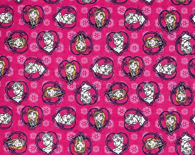 Springs Creative Disney Frozen Flannel Sisters Set Heart Pink Premium Quality 100% Cotton Fabric (SC1090)