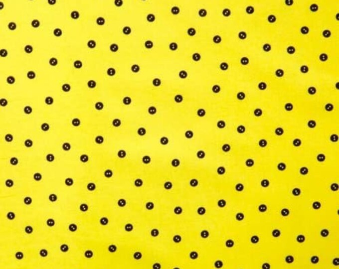 Quilting Treasures Sewing Seeds Baby Button Yellow Premium Quality 100% Cotton Fabric (QT639)