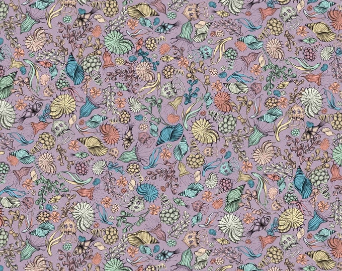 Quilting Treasures Mirabelle Midnight Garden Packed Flowers Lilac Premium Quality 100% Cotton Fabric (QT1060)