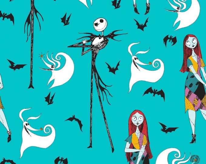 Springs Creative Disney Nightmare Before Christmas 73200 Jack & Sally w/ Zero Premium Quality 100% Cotton Fabric (SC1531BB)