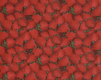 Fabric Traditions Fruit Packed Red Strawberry Premium Quality 100% Cotton Fabric by The Yard (M378)