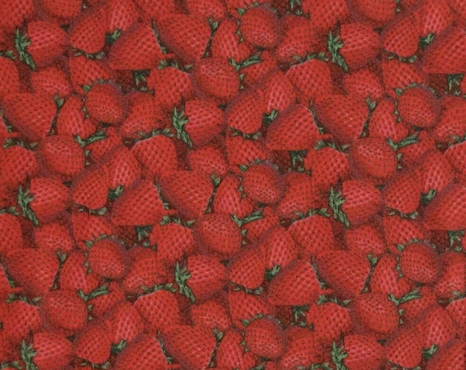 Fabric Traditions Fruit Packed Red Strawberry Premium Quality 100% Cotton Fabric by The Yard (M378)