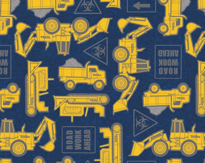 Camelot Fabrics Tonka Road Work Ahead Denim Premium Quality 100% Cotton Fabric (CA1404KK)