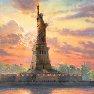 Statue Of Liberty Allover TK 2008 Thomas Kinkade David Textile 100% Cotton Fabric By The Panel 35&quot; x 42&quot; (DA130)