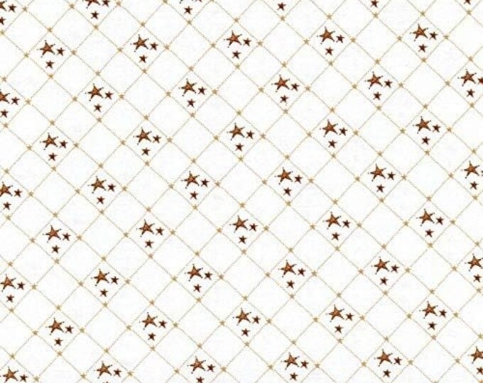 Quilting Treasures Shine Bright Star Diagonal Check Diamond Tan Premium Quality 100% Cotton Fabric (QT611)