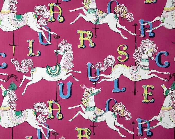 Timeless Treasures Carousel Horses Plum Fabric Premium Quality 100% Cotton Fabric (TT1)