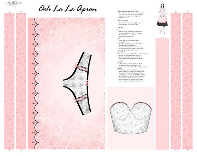 Ink & Arrow - Ooh La La Apron Panel 35" Premium Quality 100% Cotton fabric by the Panel  (QT680)