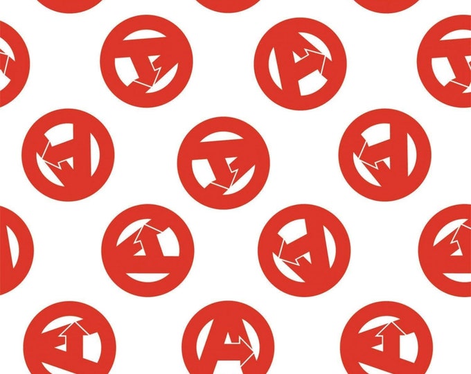Camelot Fabrics Marvel Kawaii Avengers Logo Red/White Premium Quality 100% Cotton Fabric (CA54KK)