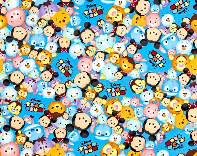 Springs Creative E. E. Schenck Blue Disney Tsum Packed with Logo Premium Quality 100% Cotton Fabric (SC368)