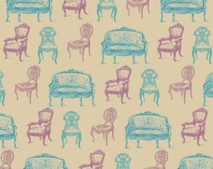 David Textiles Victorian Vintage Chairs Beige Premium Quality 100% Cotton Fabric (DA56)