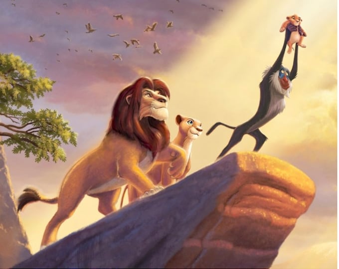 Lion King Simba Lion's Peak Digital David Textile 100% Cotton Fabric By The Panel 43" x 36" (DA192KK)