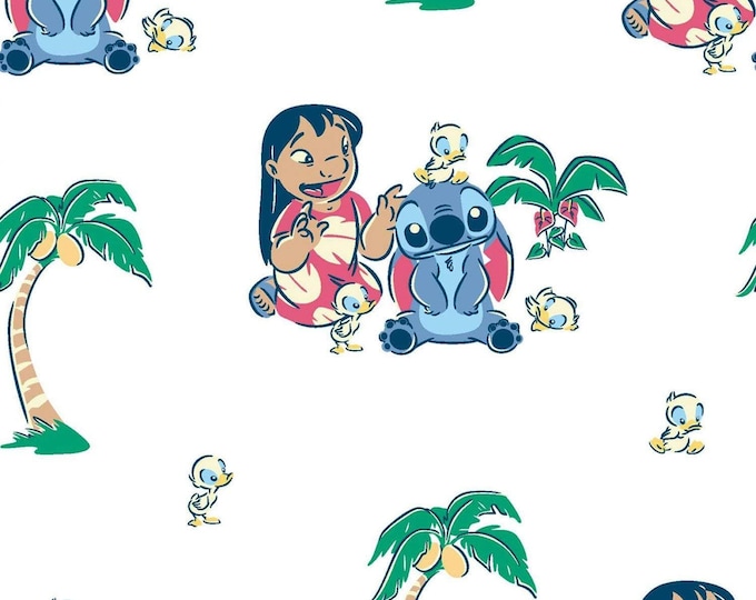 Springs Creative Lilo and Stitch with Friends White Premium Quality 100% Cotton Fabric (SC219KK)