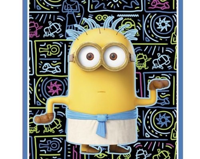 Despicable Me BLUE-EGYPTIAN MINION 100% cotton fabric by the Panel 43" X 35" (M10)