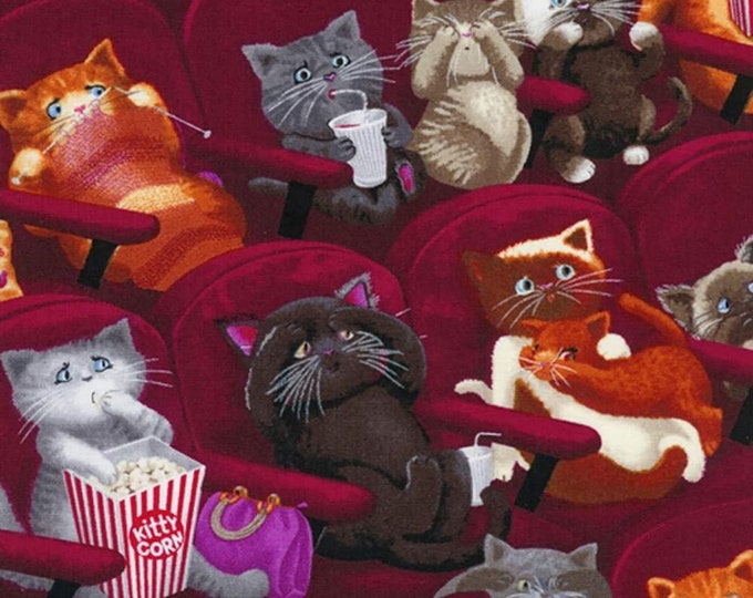 Timeless Treasures Cats in Movies Wine Premium Quality 100% Cotton Fabric (TT207)