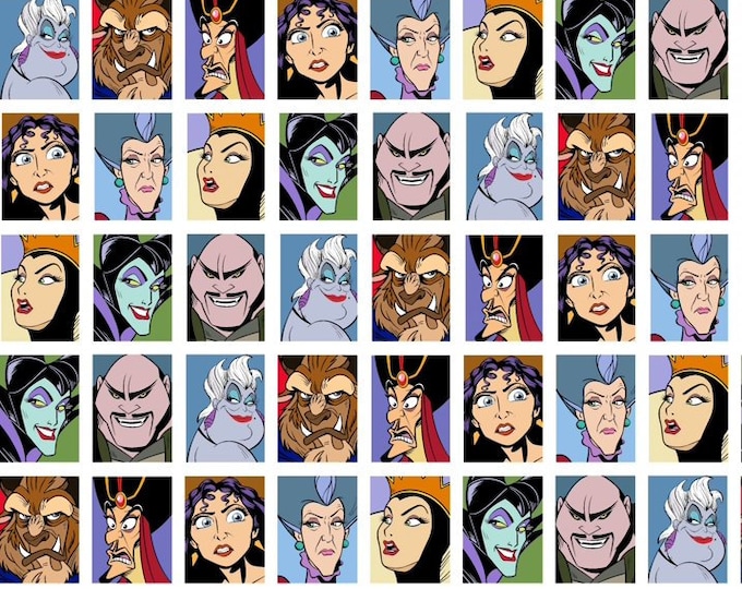 Springs Creative Disney Spring Creative Villains Grid Premium Quality 100% Cotton Fabric (SC996BB)
