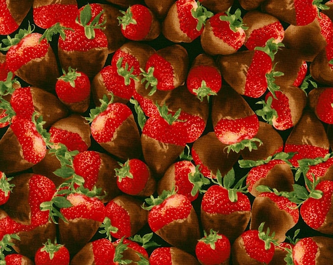 Timeless Treasures Chocolate Covered Strawberries Food Premium Quality 100% Cotton Fabric (TT425)