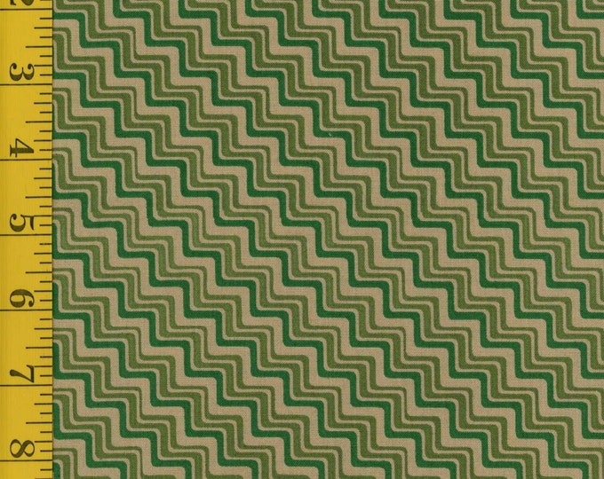 Fabri-Quilt Paintbrush Studio Graphix 3 Diagonal Chevron 120-2117 Forest/Tan Premium Quality 100% Cotton Fabric (FQ302)