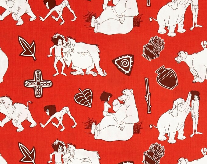 Camelot Fabrics Disney Jungle Book Line Art Red Premium Quality 100% Cotton Fabric (CA70)