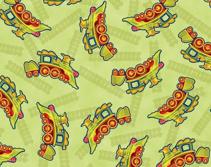 Quilting Treasures Buddy's Big Adventure Train Toss Premium Quality 100% Cotton Fabric (QT97)