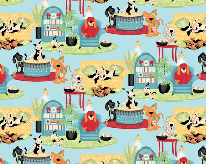 Springs Creative Wild Wings House Dogs Play time Premium Quality 100% Cotton Fabric (SC205)