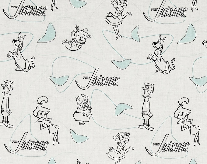 Camelot Fabrics The Jetsons Line Art, White Premium Quality 100% Cotton Fabric (CA996)