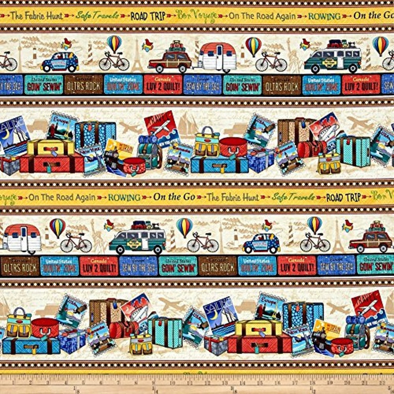 Multicolor Sold By The Yard TT720 Timeless Treasures On The Go Stripe
