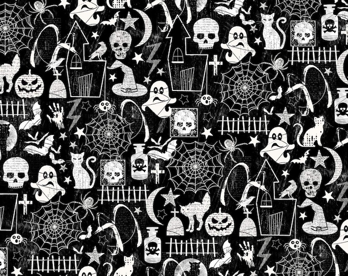 Timeless Treasures Halloween Glow in The Dark Motifs Premium Quality 100% Cotton Fabric (TT1230KK)