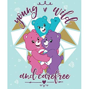 Care Bear Carefree in Blue with Metallic Gold 35&quot; Panel Camelot 100% Cotton fabric by the panel  (CA975)