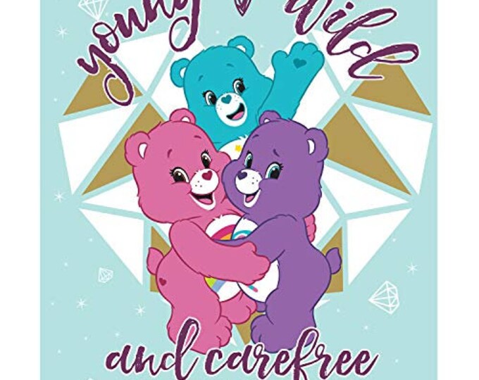 Care Bear Carefree in Blue with Metallic Gold 35" Panel Camelot 100% Cotton fabric by the panel  (CA975)