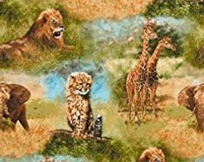 Robert Kaufman Nature Studies 3 - Safari Animals Scenic ADV-16300-286 WILD Premium Quality 100% Cotton Fabric (RK330)